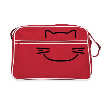 Cat head - Retro Bag - red/white - Front