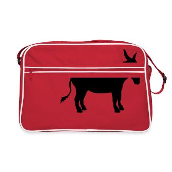 donkey horse pony small packelsel long ears farm - Retro Bag - red/white - Front