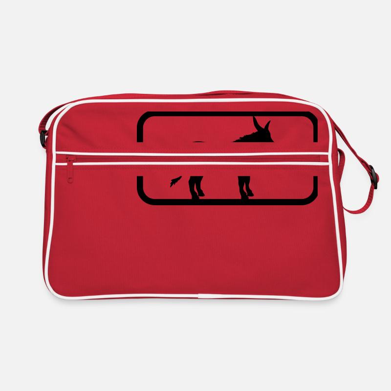button sport logo cool esel pferd pony klein packe - Retro Tasche - Rot/Weiß