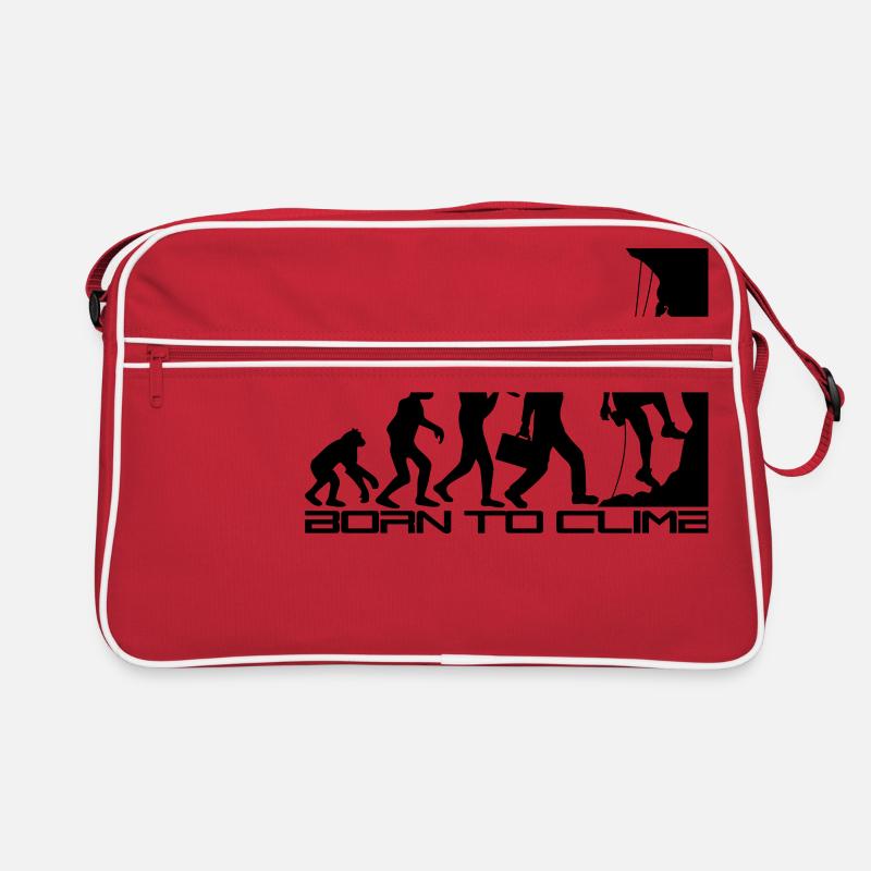born to climb evolution entwicklung geboren steilw Retro Tasche