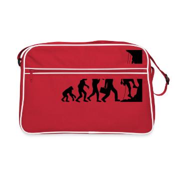 evolution entwicklung geboren steilwand bergsteige - Retro Tasche - Rot/Weiß - Vorne