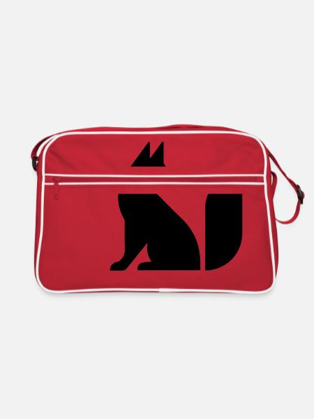 Niedlicher Fuchs Illustration - Retro Tasche - Rot/Weiß - Vorne