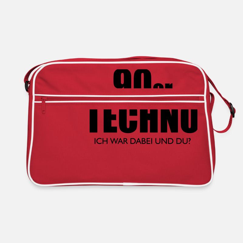 90er TECHNO - ich war dabei und du? - Retro Tasche - Rot/Weiß