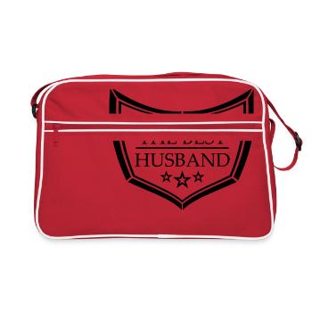 logo bouclier text the best world le meilleur monde eh - Sac Retro - rouge/blanc - Devant