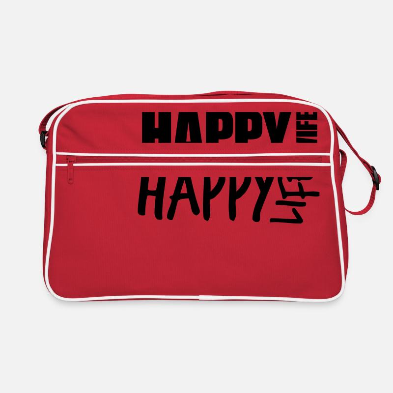 text cool happy wife life ehefrau gluecklich leben - Retro Tasche - Rot/Weiß