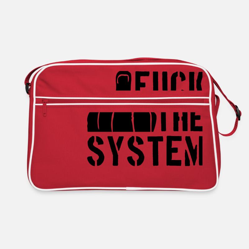 mittelfinger cool text rebellisch fuck the system Retro Tasche