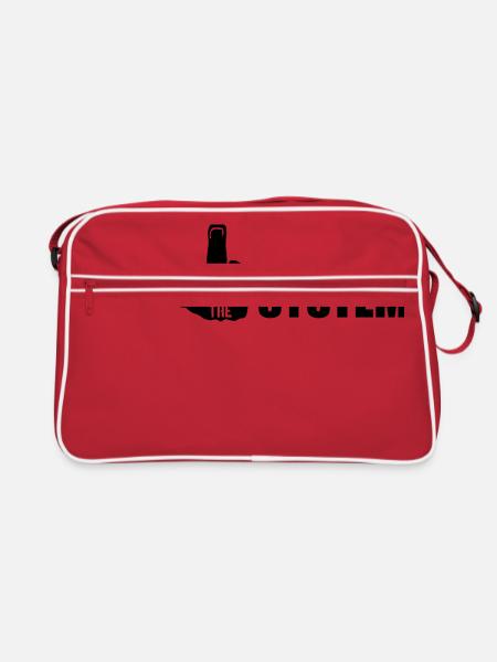 logo hand middle finger cool text rebellious fuck t - Retro Bag - red/white - Front