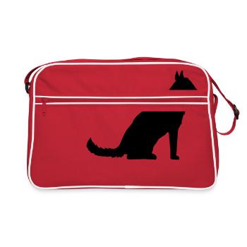 assis assis chien mignon animal de compagnie doux herrch - Sac Retro - rouge/blanc - Devant