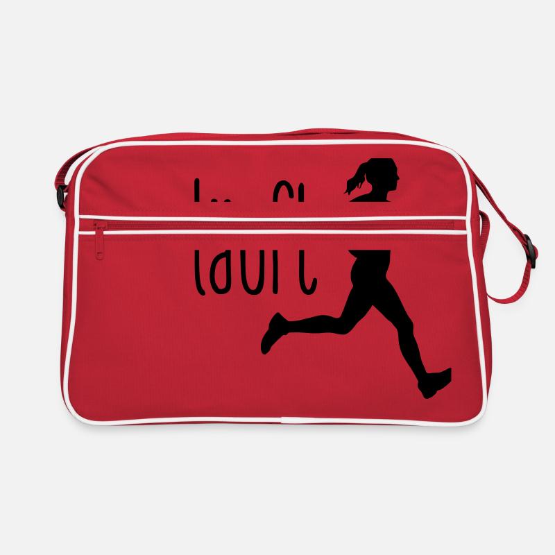 Jogging Frau läuft Retro Tasche
