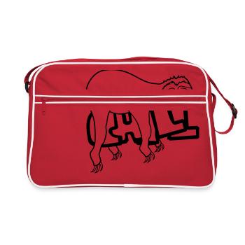 chill faultier entspannen muede chillen haengen sc - Retro Tasche - Rot/Weiß - Vorne