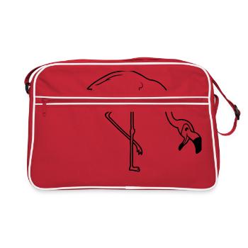 laugh mouth on food drink bow down flaming - Retro Bag - red/white - Front