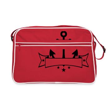 banner coat of arms text write anchor boat ship - Retro Bag - red/white - Front