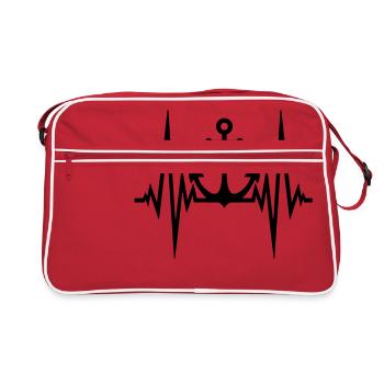 battement puls puls fréquence ancre bateau bateau nage - Sac Retro - rouge/blanc - Devant