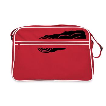 black tree trunk wood floor firewood huette wood - Retro Bag - red/white - Front
