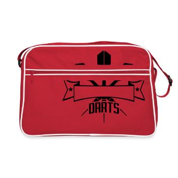 logo text spielen darts verein club werfen dart pf - Retro Tasche - Rot/Weiß - Vorne