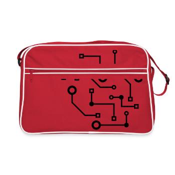 logo cool circuit wire data microchip circular - Retro Bag - red/white - Front