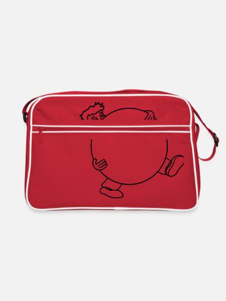 balle balle porter gros homme lourd figu - Sac Retro - rouge/blanc - Devant