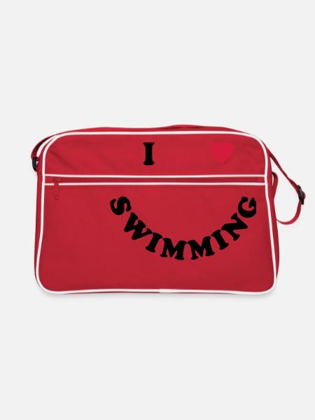 Schwimmen - I love Swimming - Retro Bag - red/white - Front