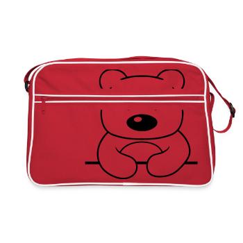 schild rahmen text schreiben teddy grizzly baer ba - Retro Tasche - Rot/Weiß - Vorne