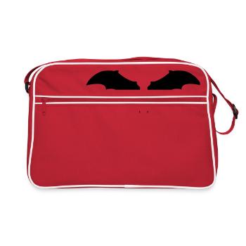 2 wings flying dog bat comic cartoon funny - Retro Bag - red/white - Front