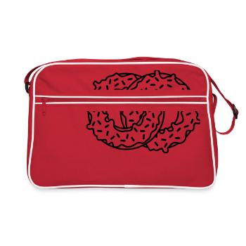 donut 2 rings get married engaged couple love eating hu - Retro Bag - red/white - Front
