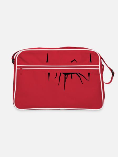 frequenz puls herzschlag spinne vogelspinne design - Retro Tasche - Rot/Weiß - Vorne