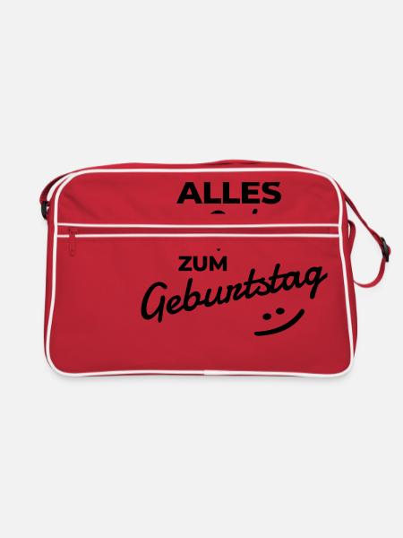Alles Gute zum Geburtstag - Retro Tasche - Rot/Weiß - Vorne