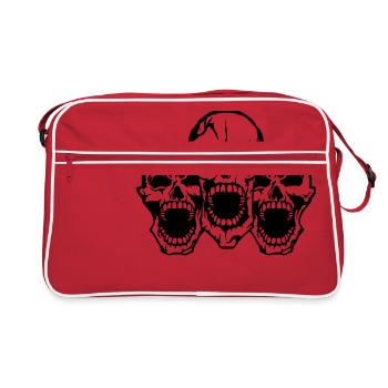 skull skull open mouth group - Retro Bag - red/white - Front