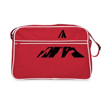 Berg Berge Gebirge Silhouette Gletscher Geschenk - Retro Tasche - Rot/Weiß - Vorne