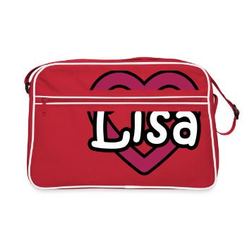 Lisa nom de famille prénom nom de jeune fille nom de coeur jour - Sac Retro - rouge/blanc - Devant