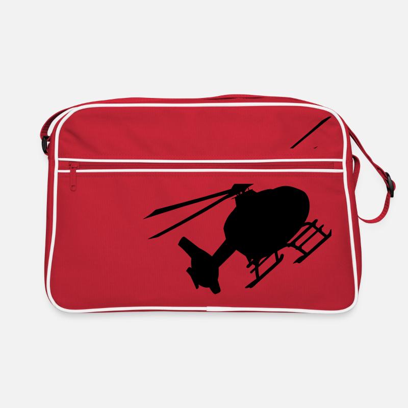 Hubschrauber Helikopter Helicopter - Retro Tasche - Rot/Weiß