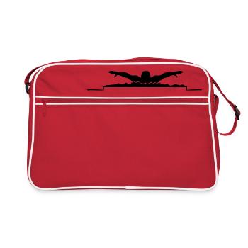 banner text write competition swim swimming - Retro Bag - red/white - Front