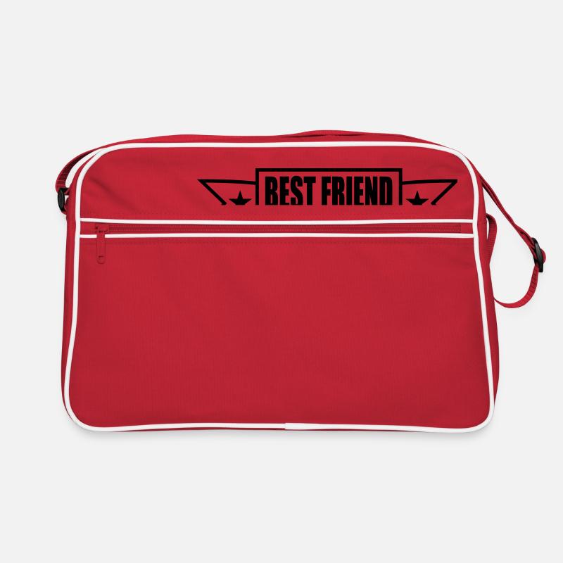 banner sterne linie best friends text logo freunde Retro Tasche