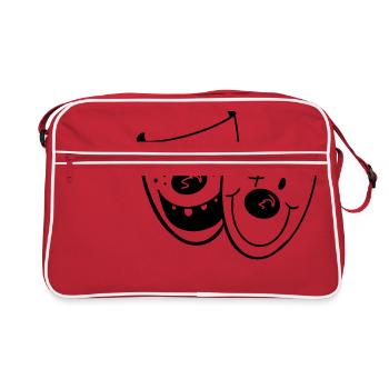 Two funny clown masks - carnival - gift - Retro Bag - red/white - Front