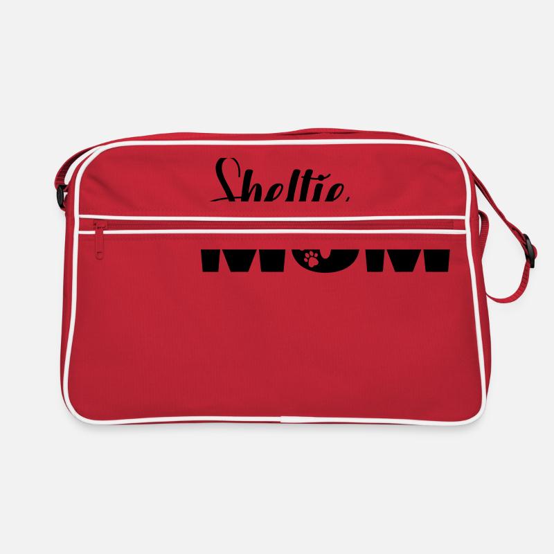 Sheltie Mom - Shetland Sheepdog Hundemama - Retro Tasche - Rot/Weiß