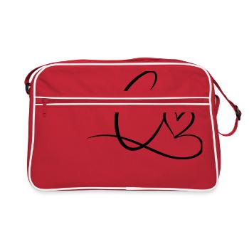 Letter C Initial letter Name Calligraphy Heart - Retro Bag - red/white - Front
