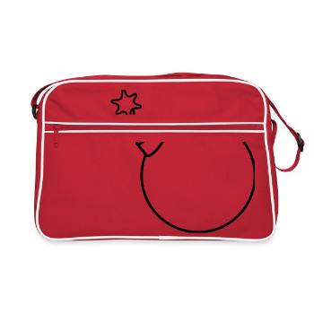brûlé boule ronde sphère cercle texte b - Sac Retro - rouge/blanc - Devant
