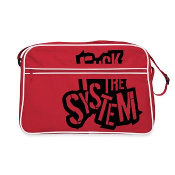 outline outline text rebellious fuck the system logo - Retro Bag - red/white - Front