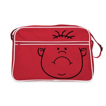 face head sad cry howl traenen ungluec - Retro Bag - red/white - Front
