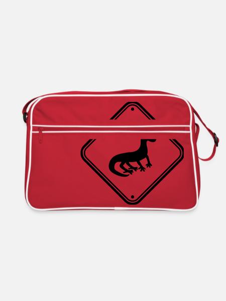 Attention attention prudence signe bouclier silhouette - Sac Retro - rouge/blanc - Devant