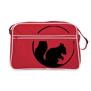 night moon sun circle round logo silhouette black - Retro Bag - red/white - Front