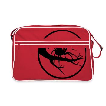 night moon evening round circle branch tree sun spider - Retro Bag - red/white - Front