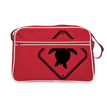attention zone de bouclier note d'avertissement méfiez-vous des déchets - Sac Retro - rouge/blanc - Devant
