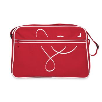 Flugzeug Herz Schleife Flieger Urlaub Travel - Retro Tasche - Rot/Weiß - Vorne