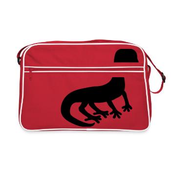 silhouette schatten eidechse echse gecko schlange - Retro Tasche - Rot/Weiß - Vorne