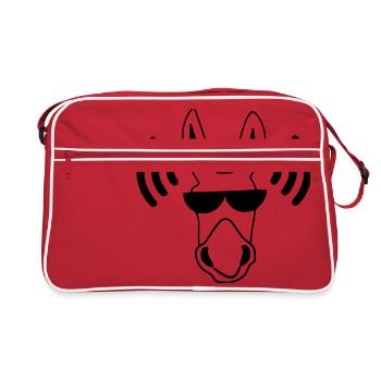 Le plus cool wifi / âne de musique avec des lunettes de soleil - Sac Retro - rouge/blanc - Devant