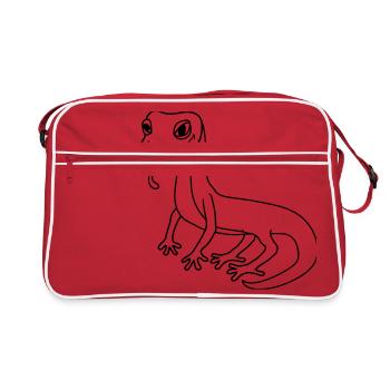 gecko eidechse echse schlange reptil blindschleich - Retro Tasche - Rot/Weiß - Vorne