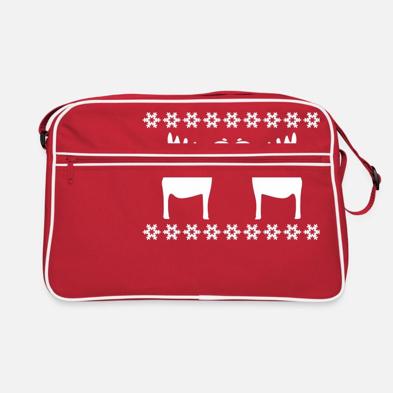 Elch Rentier Hirsch Weihnachten Rudolf - Retro Tasche - Rot/Weiß