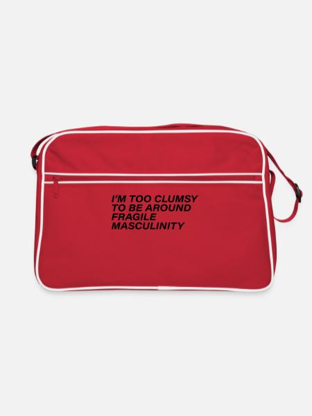 I m too clumsy to be around fragile masculinity - Retro Tasche - Rot/Weiß - Vorne