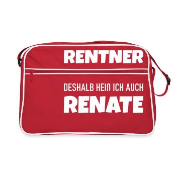 Rentner und Granate ist Renate - Retro Tasche - Rot/Weiß - Vorne